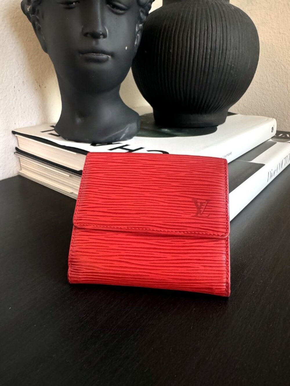 Louis Vuitton Elise Trifold Wallet — Red Epi Leather, Vintage, Made in France